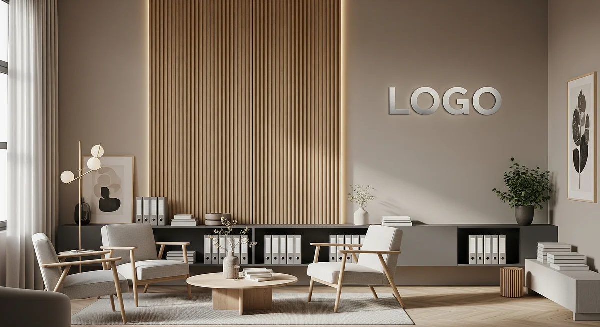 Accounting Inviting Parlor Branded Virtual Office Background with Company Logo - Real Estate