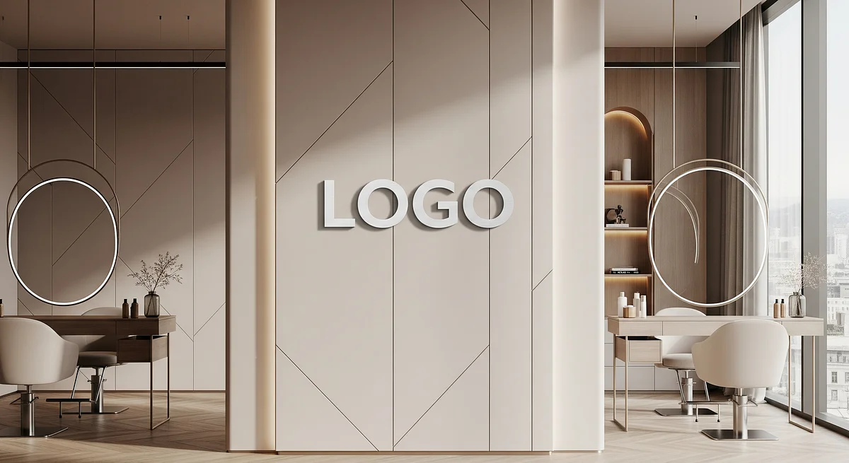 Software Ultra-Modern Salon Branded Virtual Office Background with Company Logo - Technology