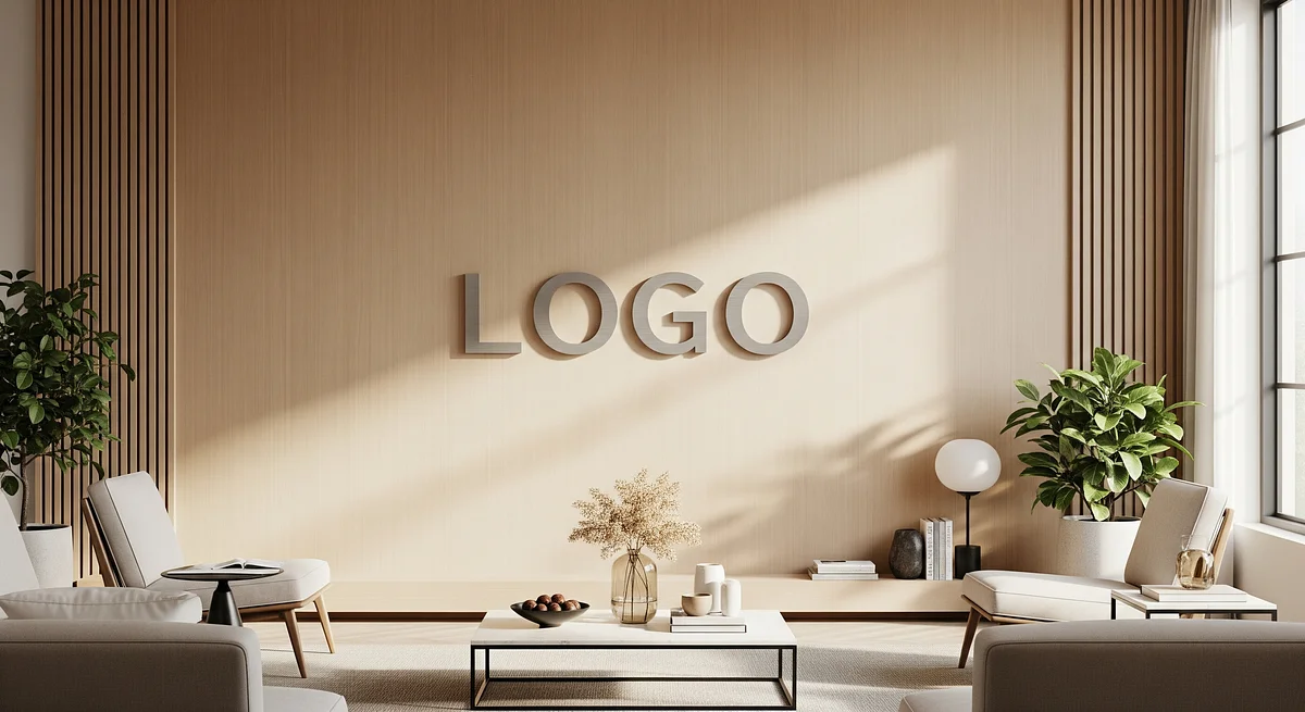 Wellness Sophisticated Waiting Room Branded Virtual Office Background with Company Logo - Creative