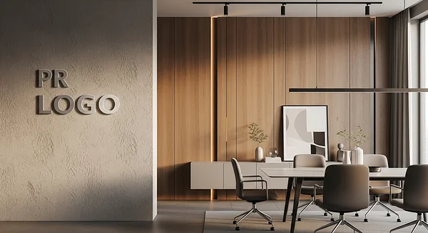 PR Agency Sleek Conference Room Professional Virtual Office Background for Video Calls - Vintage