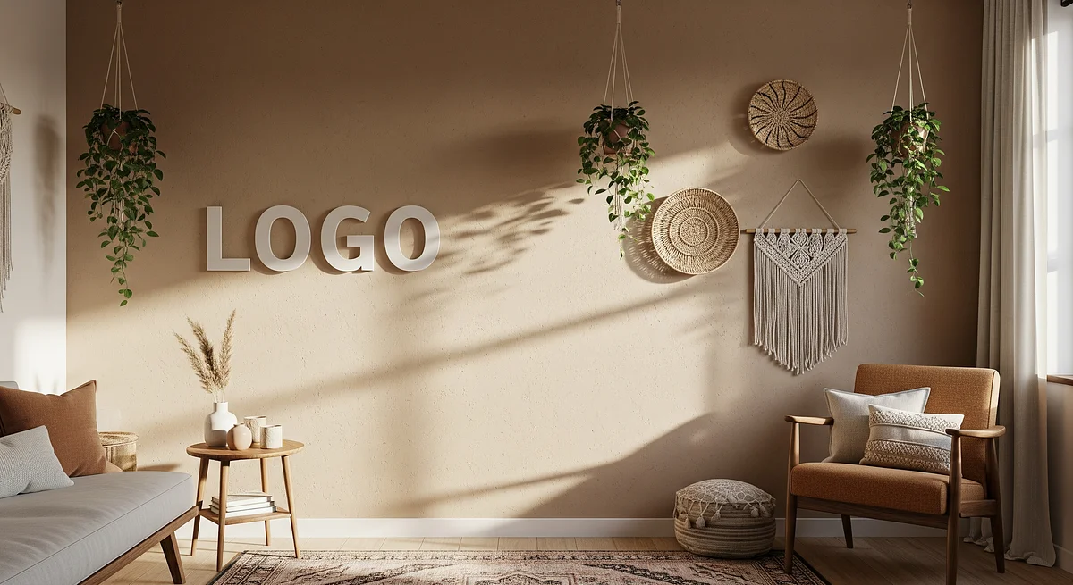 Therapist Bohemian Workspace Branded Virtual Office Background with Company Logo - Corporate