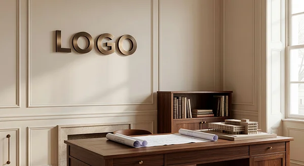 Architecture Firm Classic Home Office Professional Virtual Office Background for Video Calls - Consulting