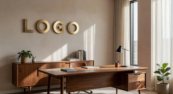 Marketing Agency Mid-Century Modern Private Office Professional Virtual Office Background for Video Calls - Legal