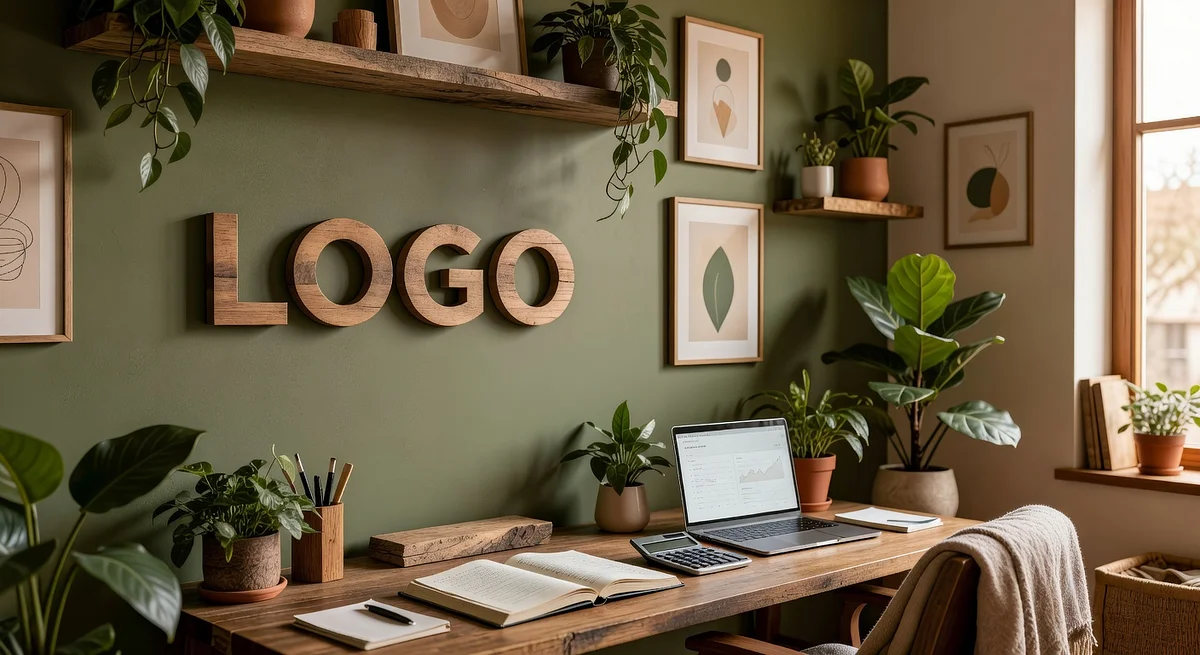 Accounting Organic Den Branded Virtual Office Background with Company Logo - Real Estate