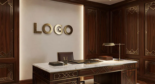 Consultant Art Deco Study Professional Virtual Office Background for Video Calls - Industrial