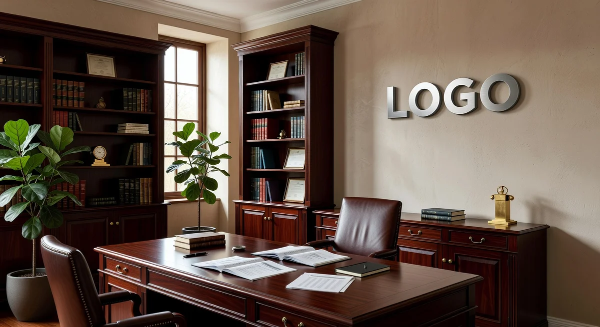 Financial Advisor Traditional Creative Space Branded Virtual Office Background with Company Logo - Vintage