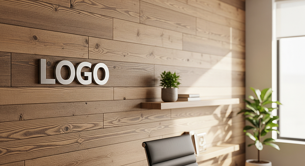 Rustic Wood Elegance Branded Virtual Office Background with Company Logo - Real Estate