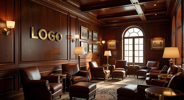 Asset Management Traditional Lounge Professional Virtual Office Background for Video Calls - Vintage