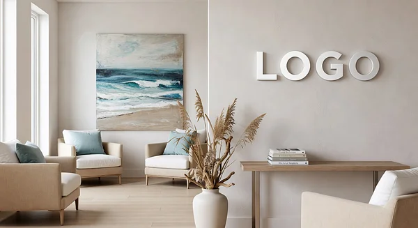 Executive Coach Coastal Foyer Professional Virtual Office Background for Video Calls - Seasonal