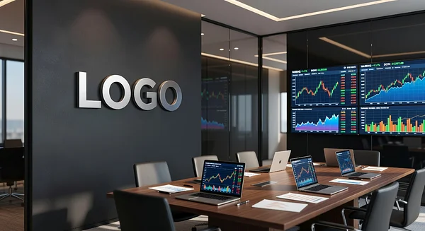 Financial Advisor Contemporary War Room Professional Virtual Office Background for Video Calls - Industrial