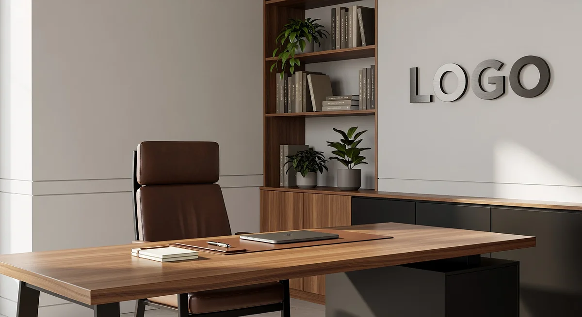 Strategy Timeless Workspace Branded Virtual Office Background with Company Logo - Startup