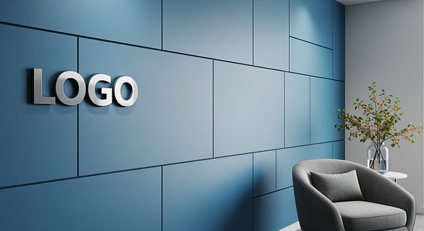 Blue Ocean Branded Virtual Office Background with Company Logo - Corporate