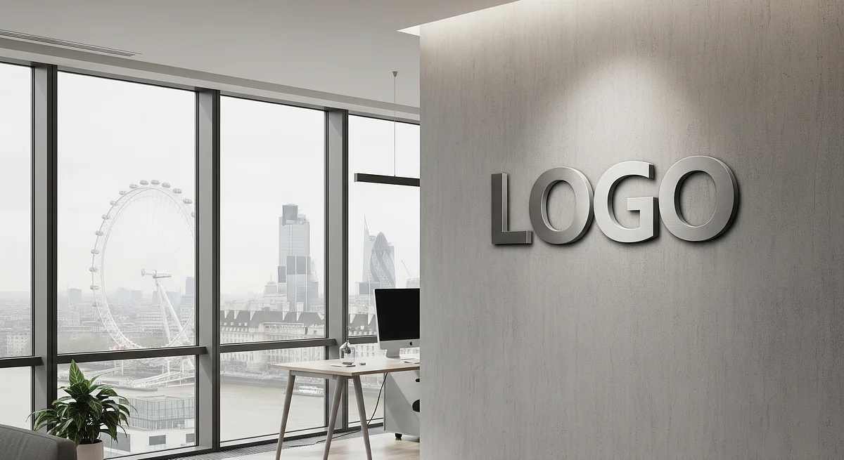 London Eye Office View Branded Virtual Office Background with Company Logo - Real Estate