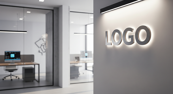 Modern Startup Studio Branded Virtual Office Background with Company Logo - Creative