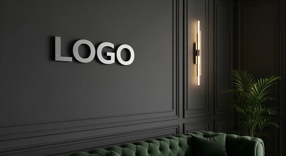 Luxury Lounge Branded Virtual Office Background with Company Logo - Executive