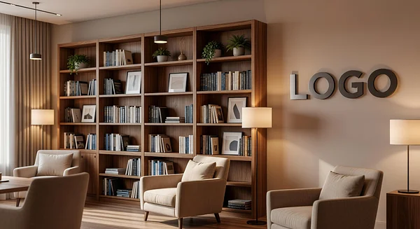 Corporate Training Cozy Library Professional Virtual Office Background for Video Calls - Consulting