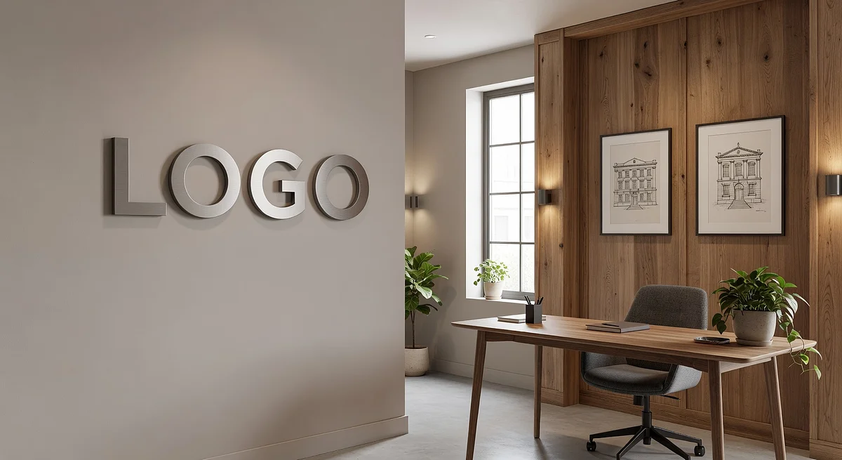 Realtor Transitional Studio Branded Virtual Office Background with Company Logo - Creative