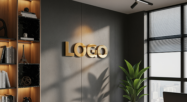 Professional Office Branded Virtual Office Background with Company Logo - Real Estate