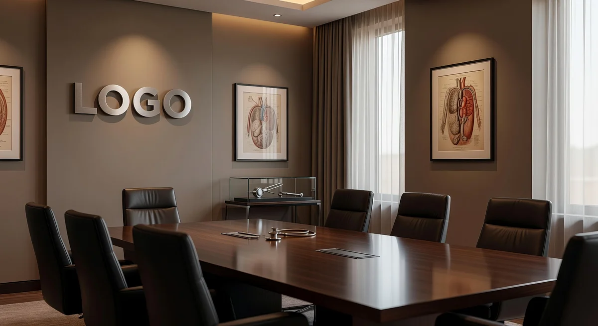 Physician Luxurious Conference Room Branded Virtual Office Background with Company Logo - Finance