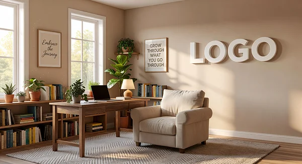 Life Coach Cozy Office Professional Virtual Office Background for Video Calls - Seasonal