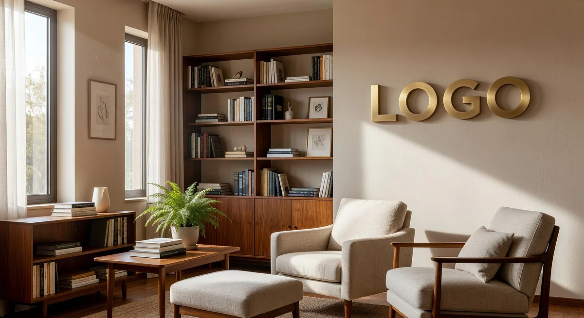 Psychologist Timeless Home Office Branded Virtual Office Background with Company Logo - Elegant