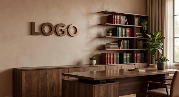 Law Firm Earthy Workspace Professional Virtual Office Background for Video Calls - Vintage