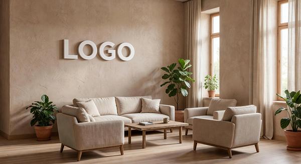 Life Coach Organic Lounge Branded Virtual Office Background with Company Logo - Creative