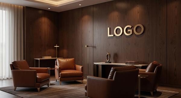 Headhunter Elegant Lounge Branded Virtual Office Background with Company Logo - Office