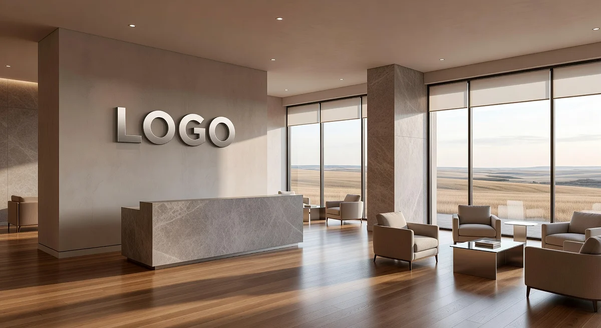 Kansas Luxury Real Estate Contemporary Workshop Branded Virtual Office Background with Company Logo - Modern