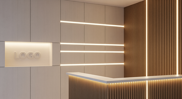 Light Reception Branded Virtual Office Background with Company Logo - Corporate