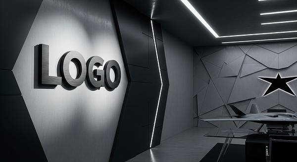 Stealth Command Room Branded Virtual Office Background with Company Logo - Corporate
