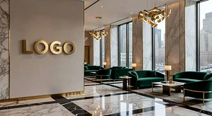 New York Interior Design Opulent Lobby Technology Virtual Office Background