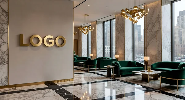 New York Interior Design Opulent Lobby Professional Virtual Office Background for Video Calls - Technology