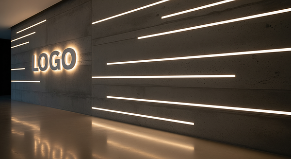 Minimal Concrete Wall Branded Virtual Office Background with Company Logo - Corporate