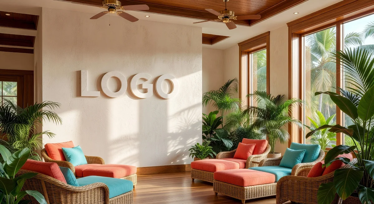 Miami University Tropical Parlor Branded Virtual Office Background with Company Logo - Finance