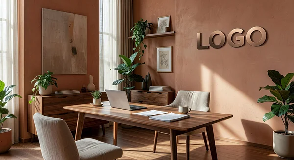 Attorney Earthy Creative Space Professional Virtual Office Background for Video Calls - Corporate