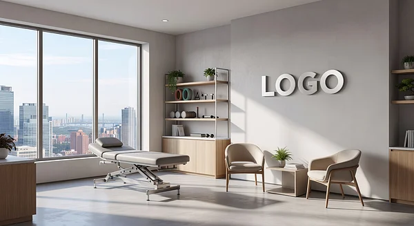 Physical Therapy Ultra-Modern Corner Office Professional Virtual Office Background for Video Calls - Corporate