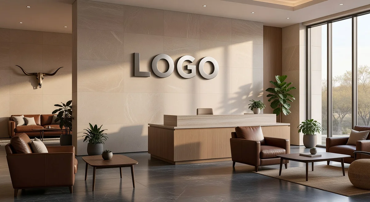 Texas Accounting Sophisticated Reception Branded Virtual Office Background with Company Logo - Legal