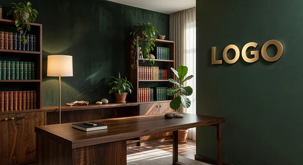 Legal Natural Den Professional Virtual Office Background for Video Calls - Boardroom