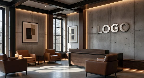 Law Firm Industrial Waiting Room Professional Virtual Office Background for Video Calls - Finance