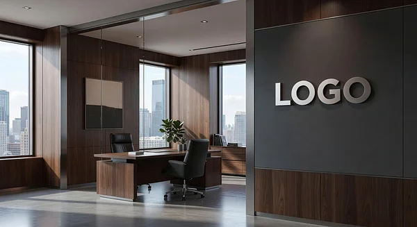 Investment Premium Corner Office Professional Virtual Office Background for Video Calls - Modern