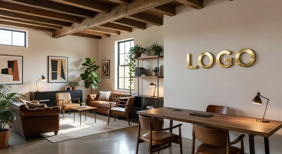 Los Angeles Strategy Traditional Creative Space Branded Virtual Office Background with Company Logo - Creative