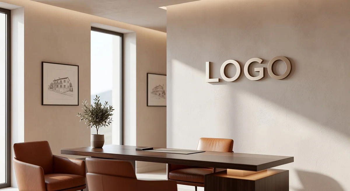 Monaco Property Management Boutique Den Branded Virtual Office Background with Company Logo - Office