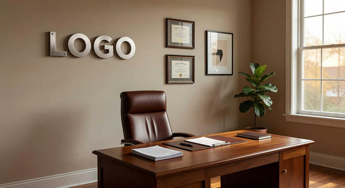 Recruiter Classic Office Branded Virtual Office Background with Company Logo - Consulting