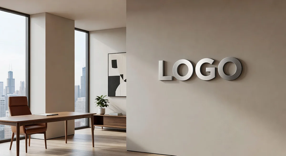 Chicago Attorney Minimalist Parlor Branded Virtual Office Background with Company Logo - Vintage