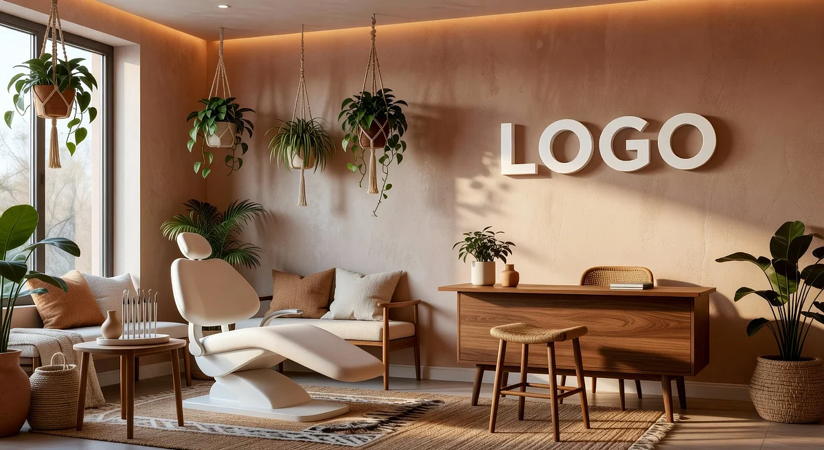 Dentist Bohemian Office Branded Virtual Office Background with Company Logo - Legal