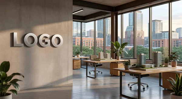 Texas Commercial Real Estate Urban Design Lab Professional Virtual Office Background for Video Calls - Startup