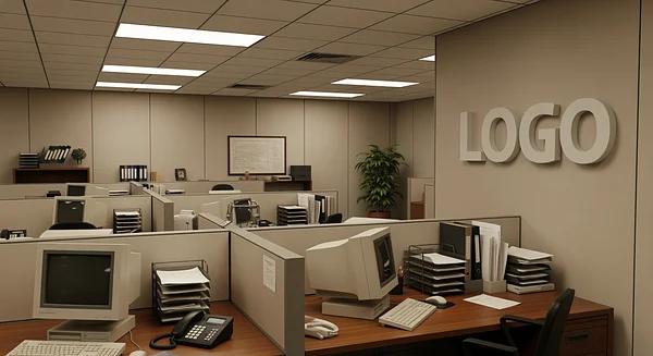 Office in the 90's Professional Virtual Office Background for Video Calls - Corporate