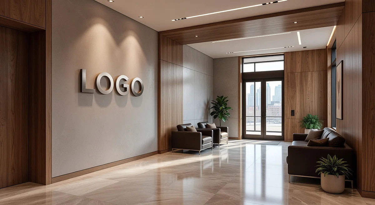 Nashville Commercial Real Estate Premium Foyer Branded Virtual Office Background with Company Logo - Creative