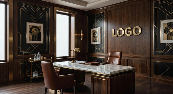 Venture Capital Art Deco Executive Office Professional Virtual Office Background for Video Calls - Startup